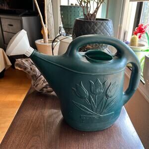 Vintage Novelty Classic Tulip Plastic Watering Can 2-gallon green USA Mare